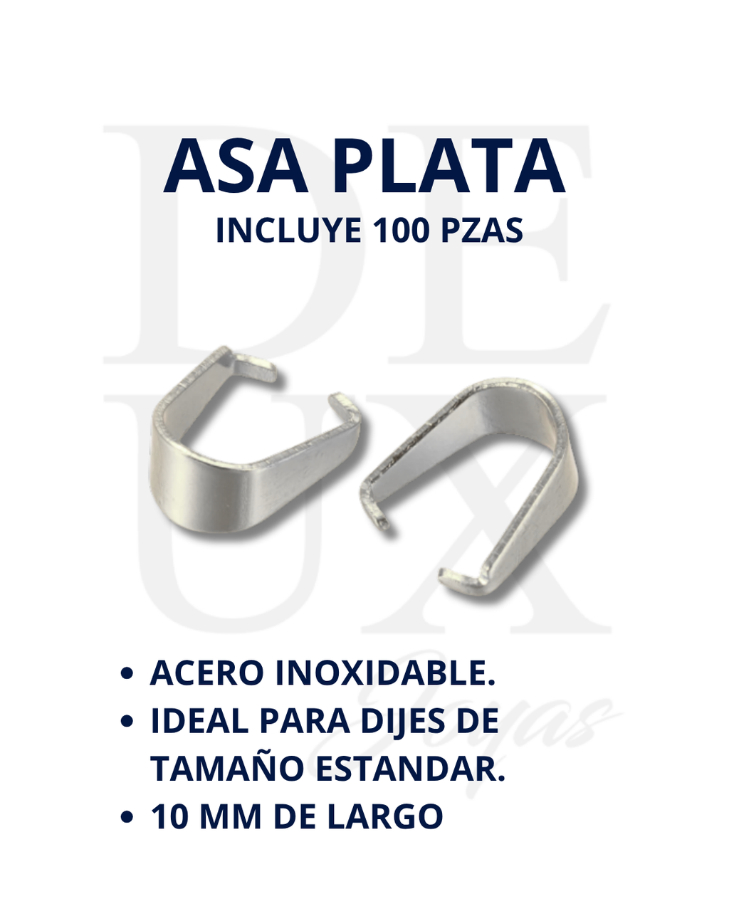ASA DE PRESSION | COLOR PLATA | 100 UNIDADES
