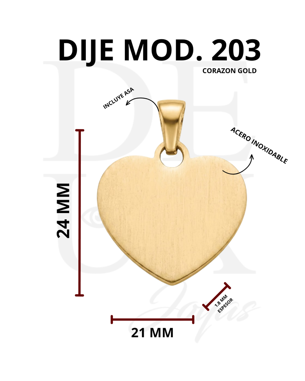 DIJE CORAZÓN MOD.203 - DORADO