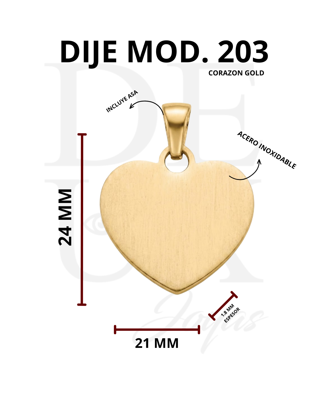 DIJE CORAZÓN MOD.203 - DORADO
