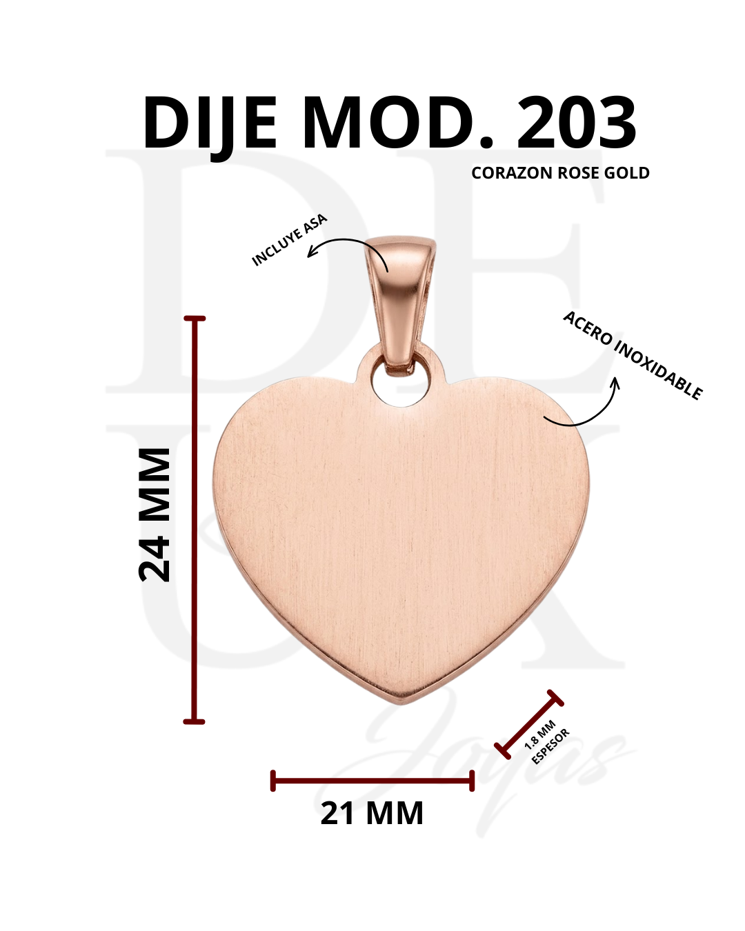 DIJE CORAZÓN MOD.203 - ROSE GOLD