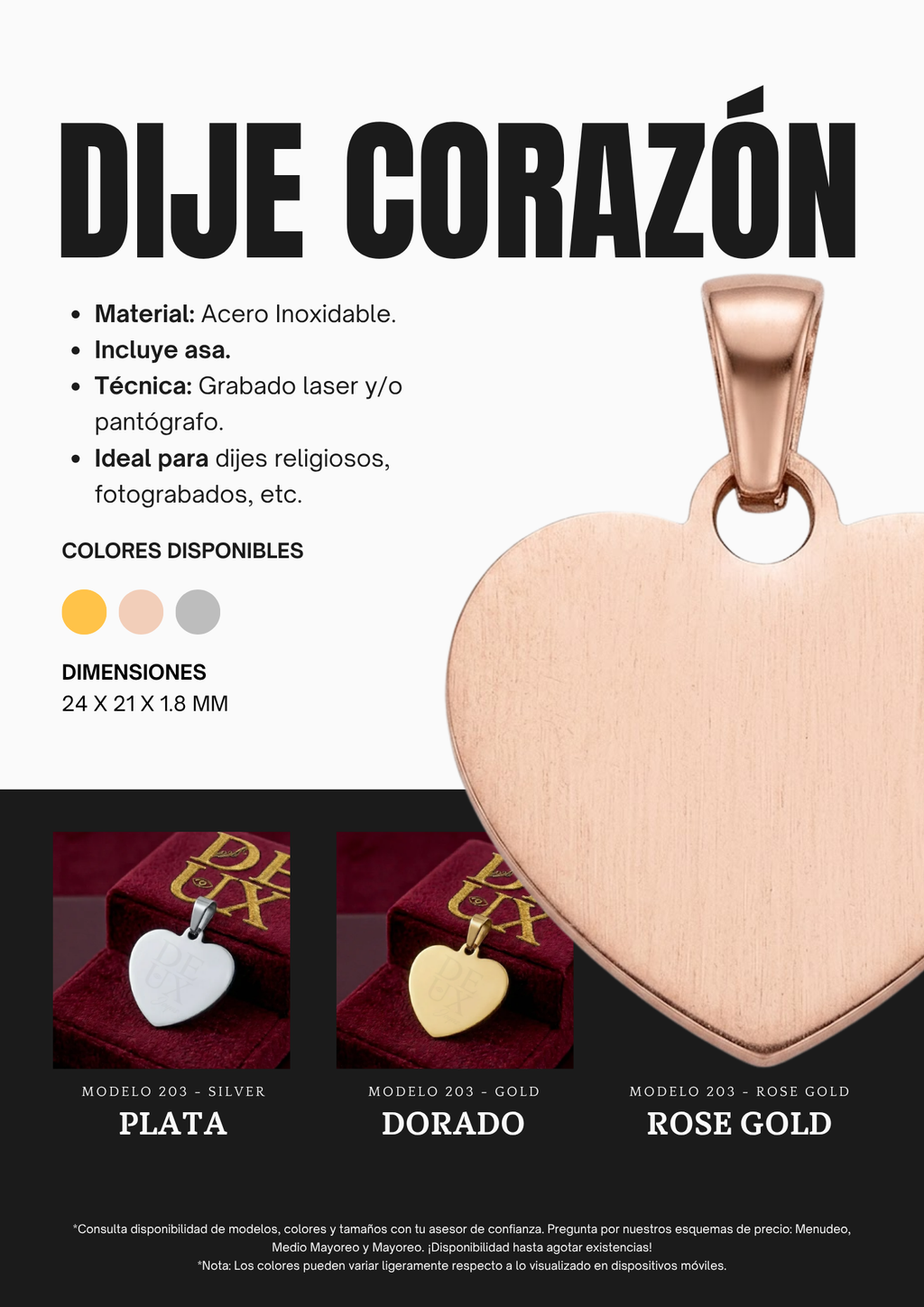DIJE CORAZÓN MOD.203 - SILVER