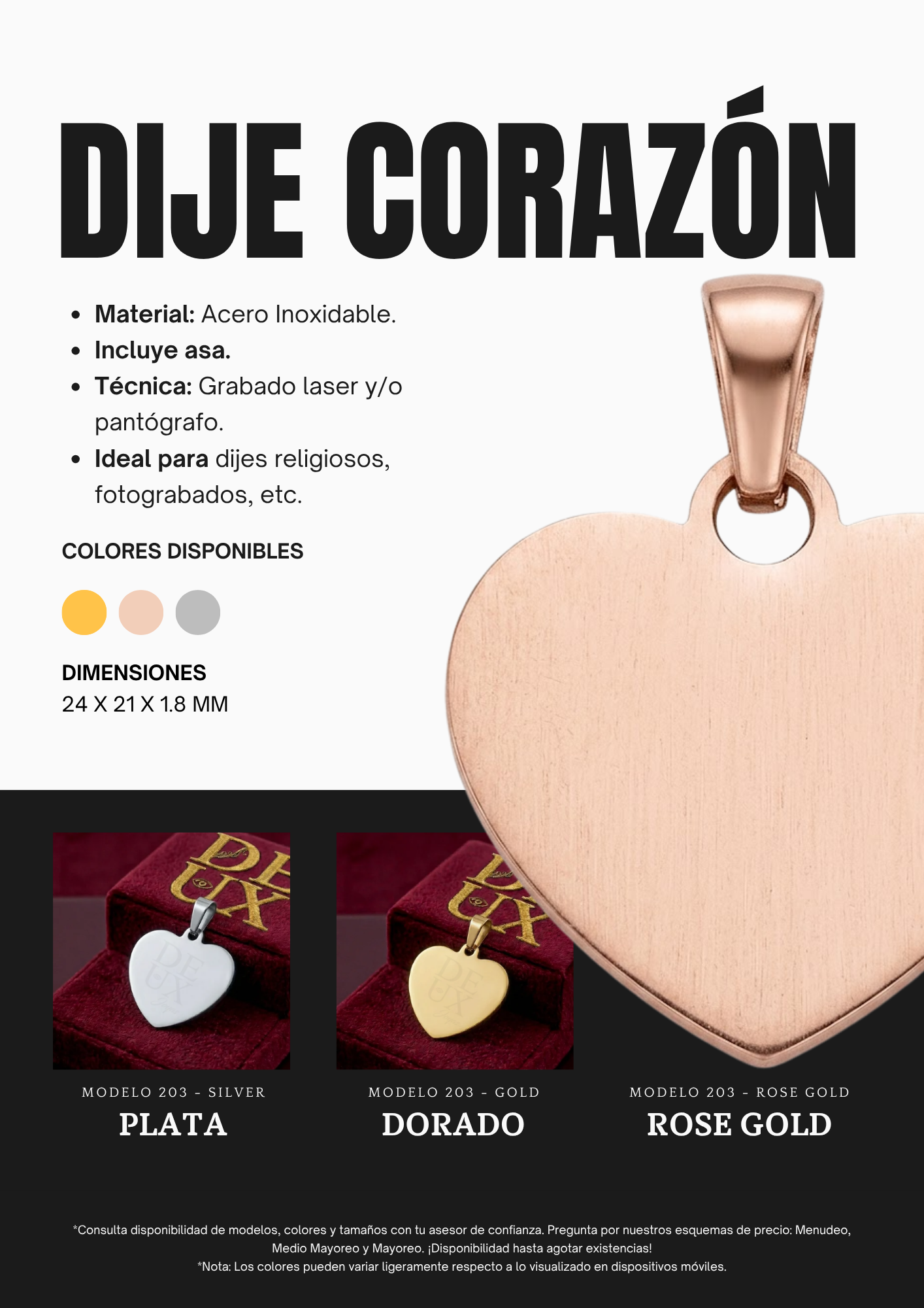 DIJE CORAZÓN MOD.203 - DORADO