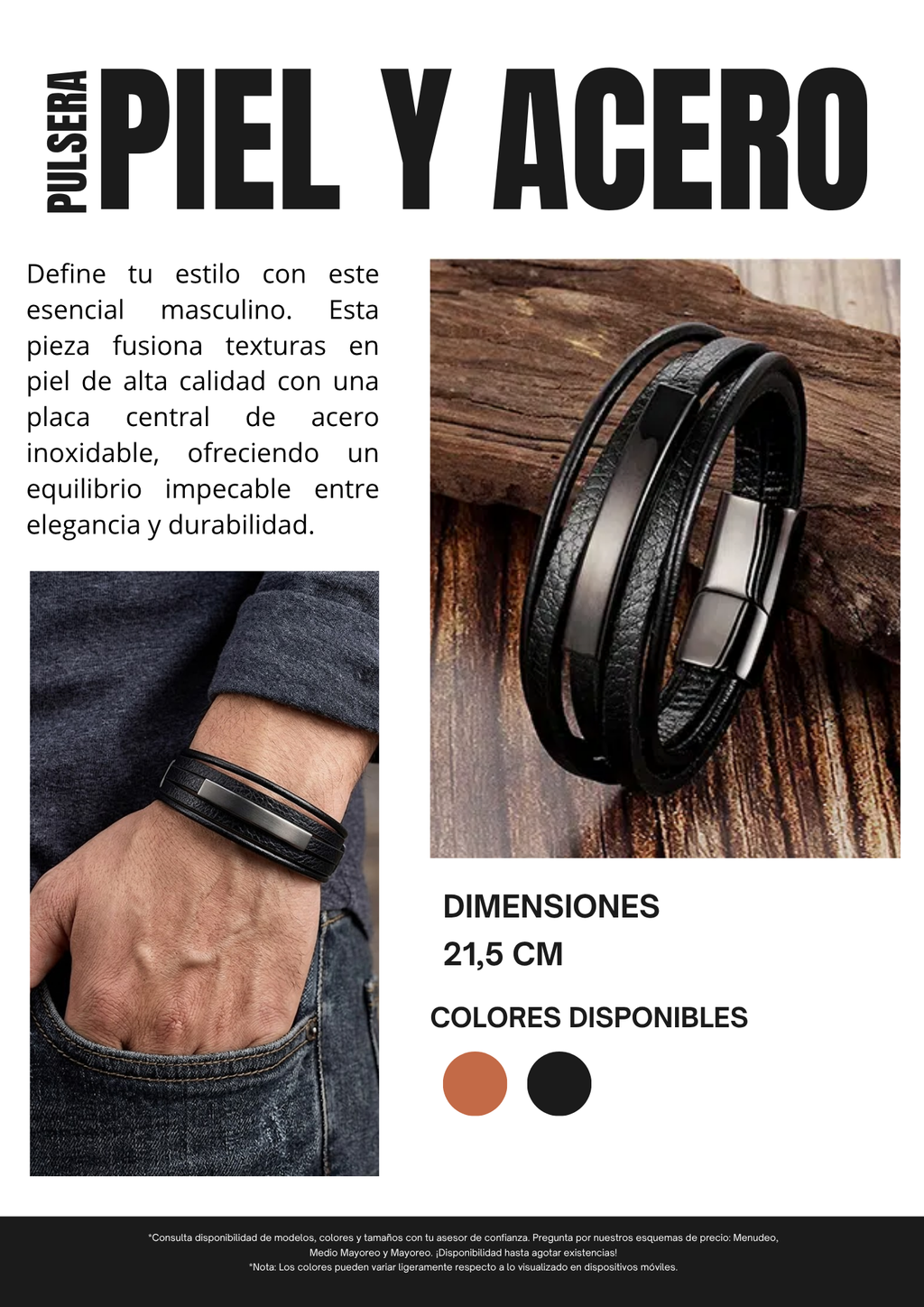 PULSERA DE PIEL - NEGRO