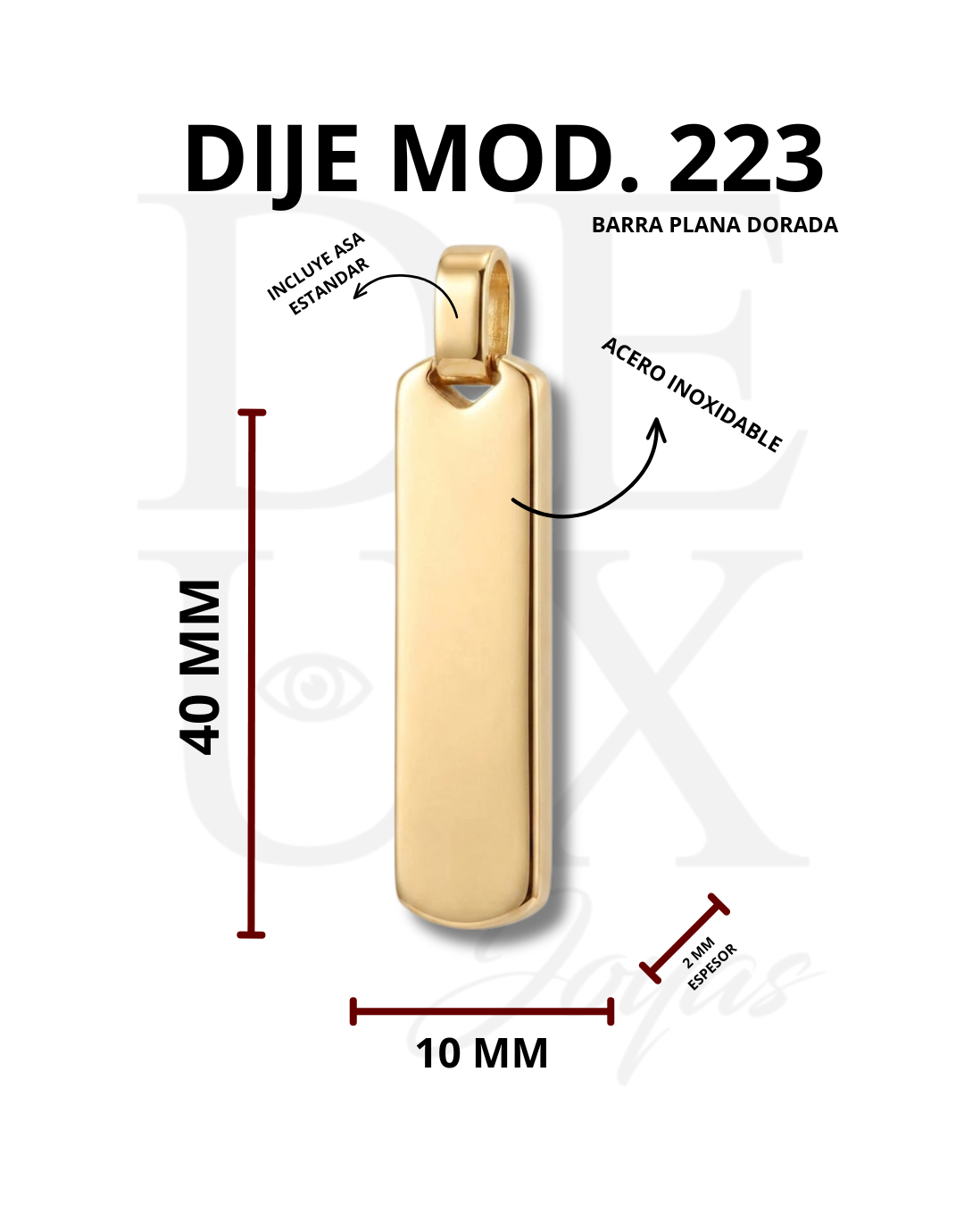 DIJE BARRA VERTICAL - GOLD
