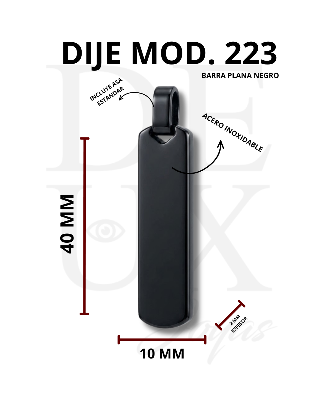 DIJE BARRA VERTICAL - BLACK