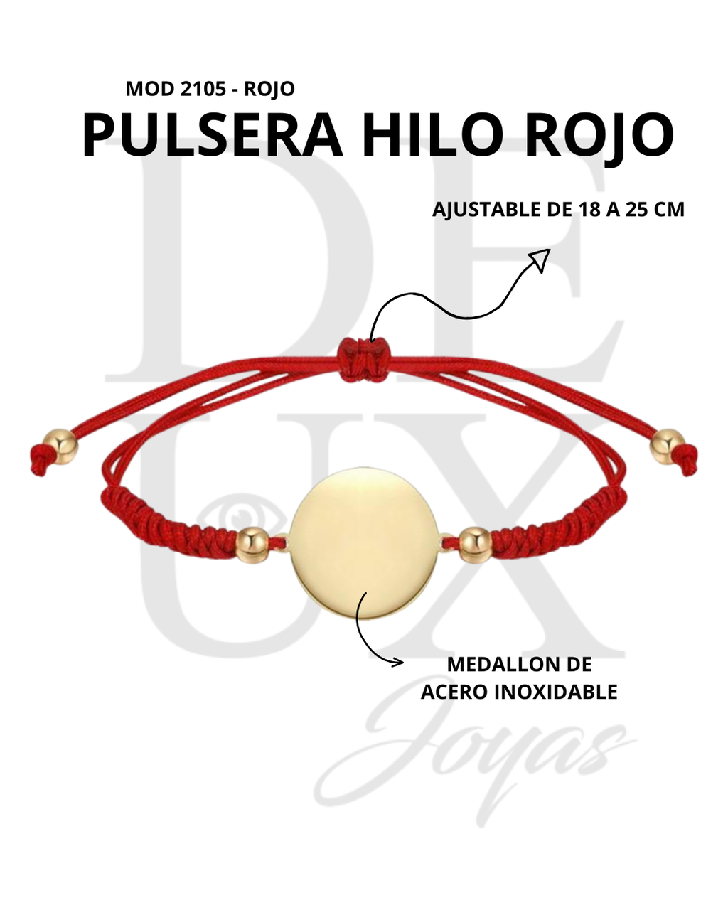 PULSERA CON MEDALLON - ROJO