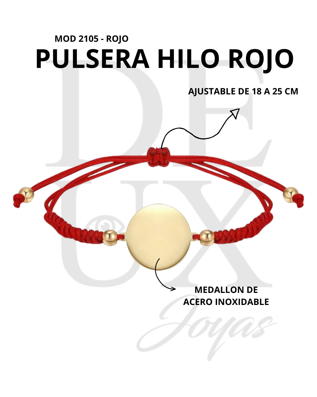 PULSERA CON MEDALLON - ROJO